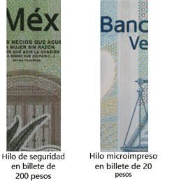 メキシコ紙幣のセキュリティ スレッド