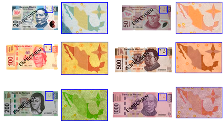 画像の特定の要素が紙幣と裏面に印刷され、その補完的な要素